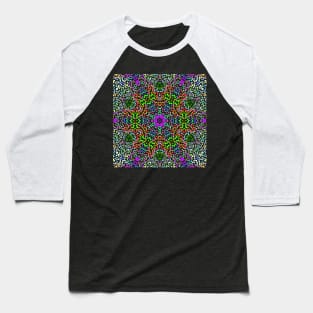 Dot Mandala Flower ''''''''''''''purple Green and Orange Baseball T-Shirt